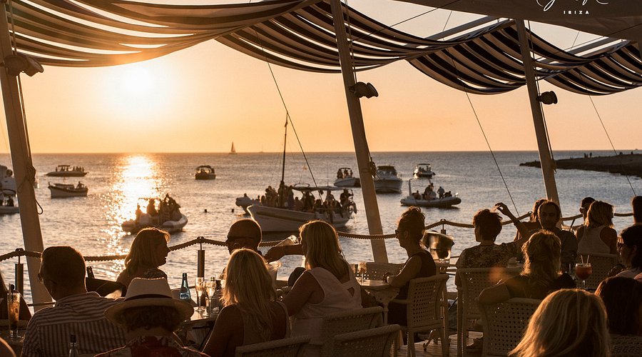 Terrace overlooking San Antoni bay
